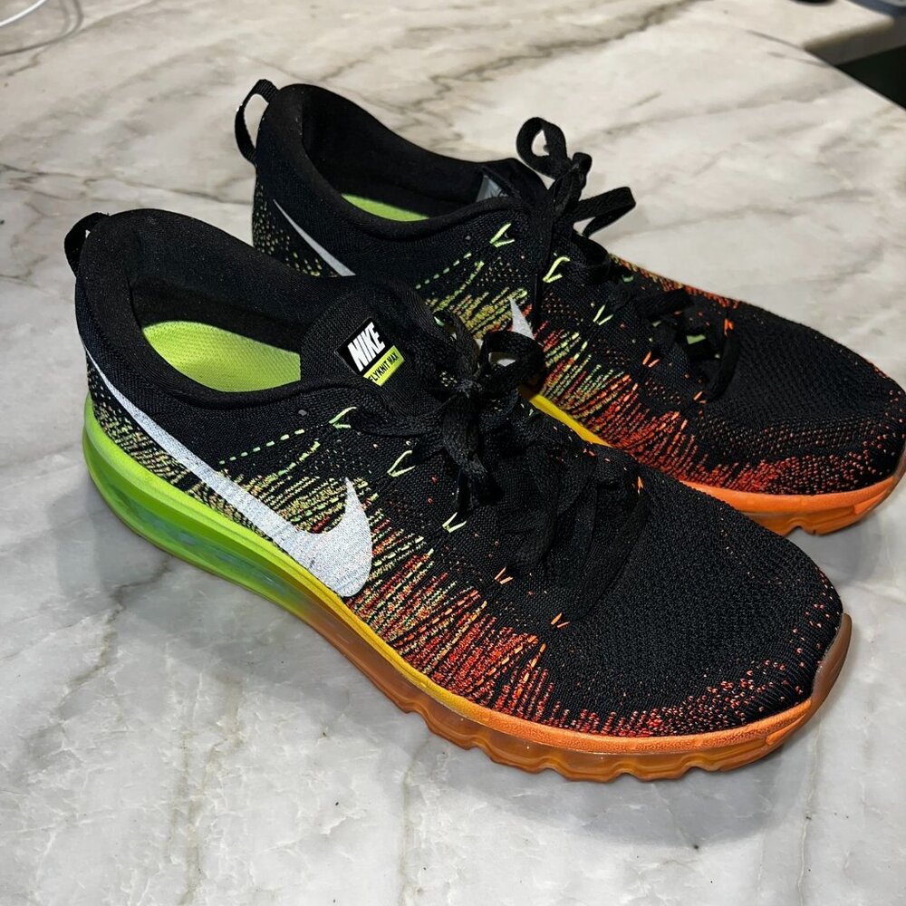 Nike Flyknit Air Max Sneakers Rare Black/Atomic Orange/Volt Men’s - Size 12